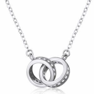 Swarovski Crystal Intertwined Circles Sterling Silver Necklace